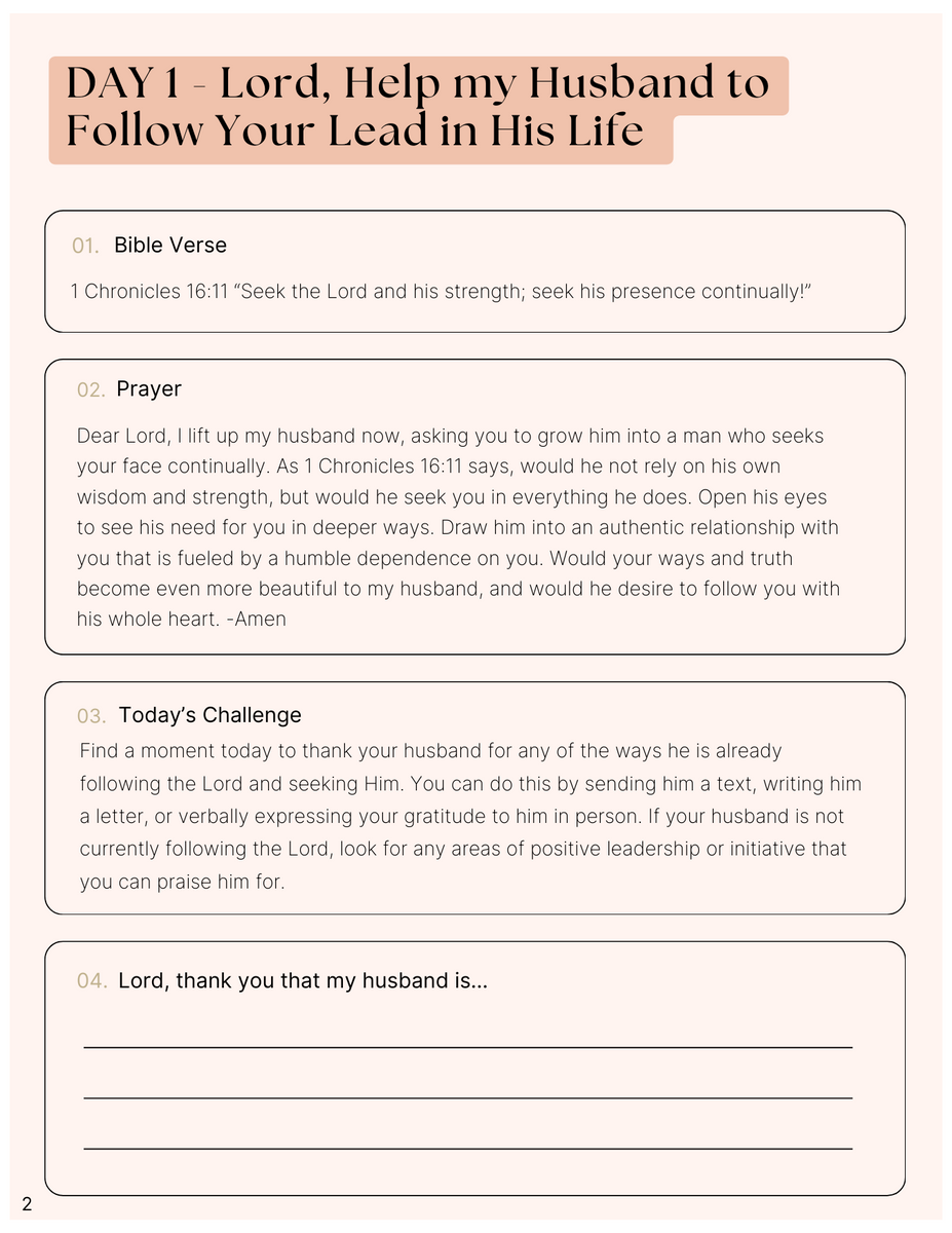 31 Days of Praying for your Husband (PDF Download) Girl